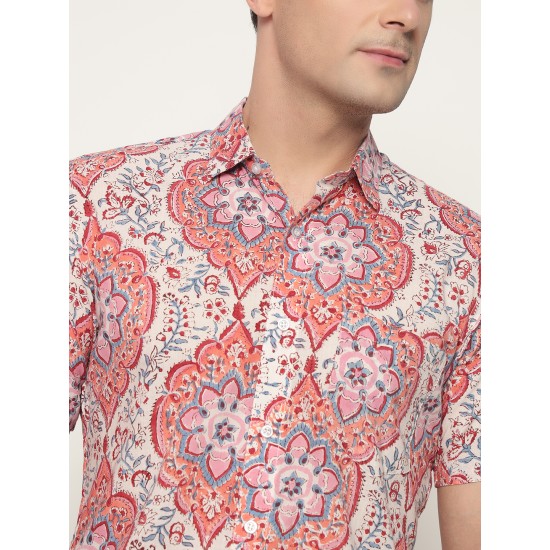 Block Printed Men’s Half Shirt 