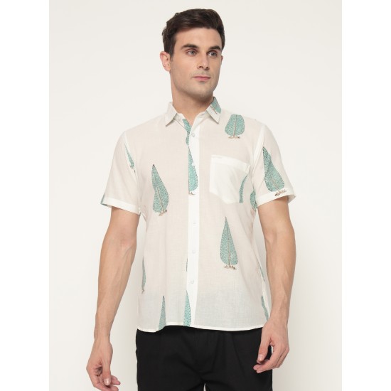 Block Printed Men’s Half Shirt 